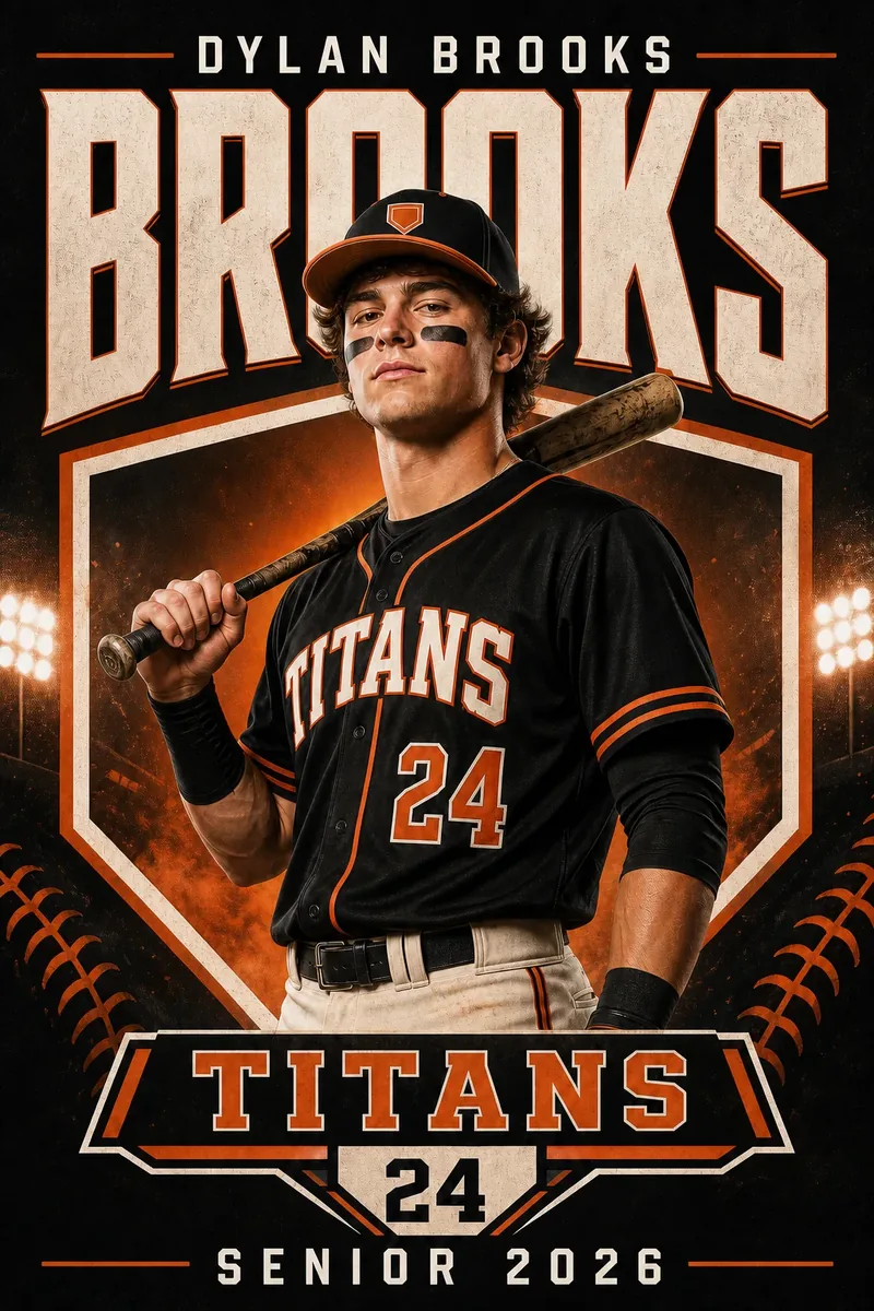 Custom baseball player banner in team colors